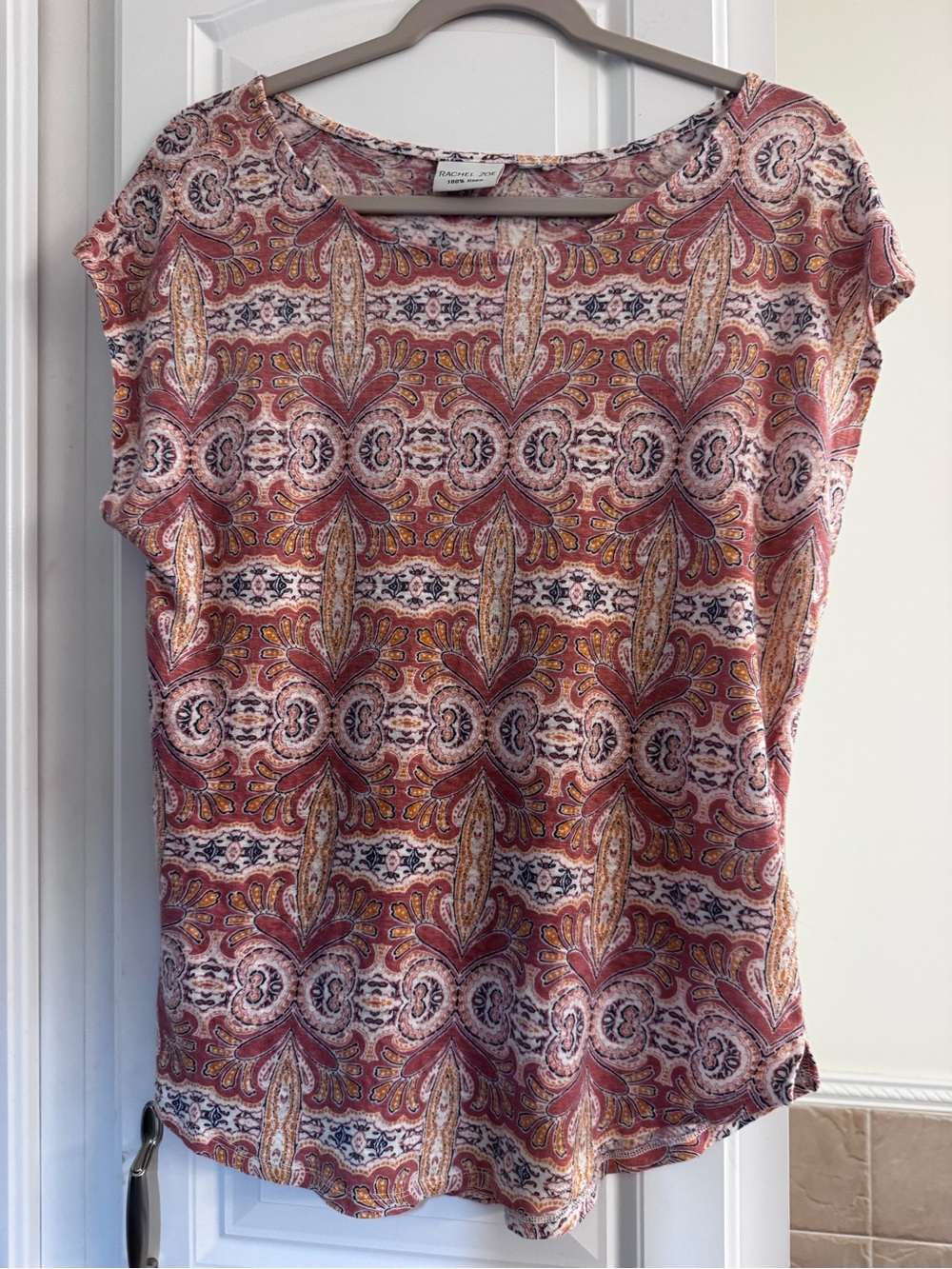 Rachel Zoe Pink Paisley Short-Sleeve Blouse